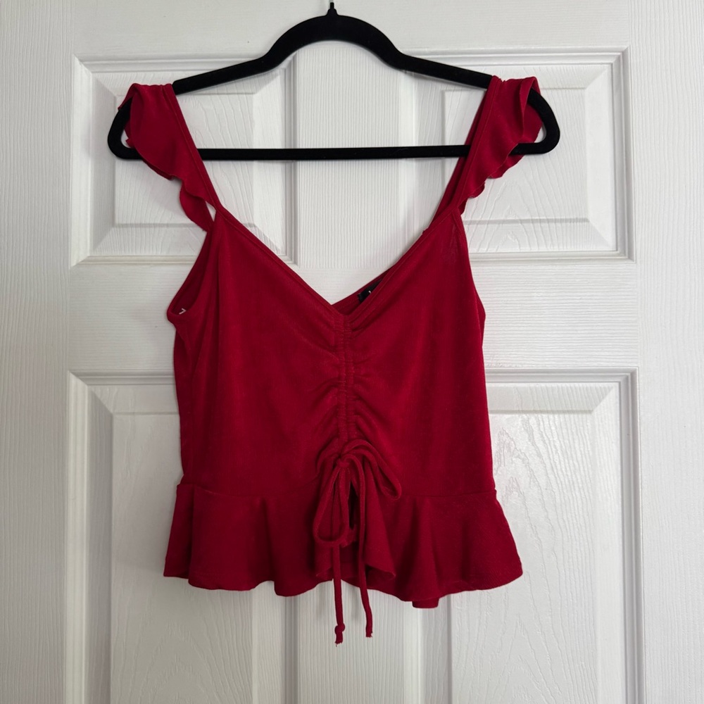 Lulu's Scarlet Ruffle Crop Top